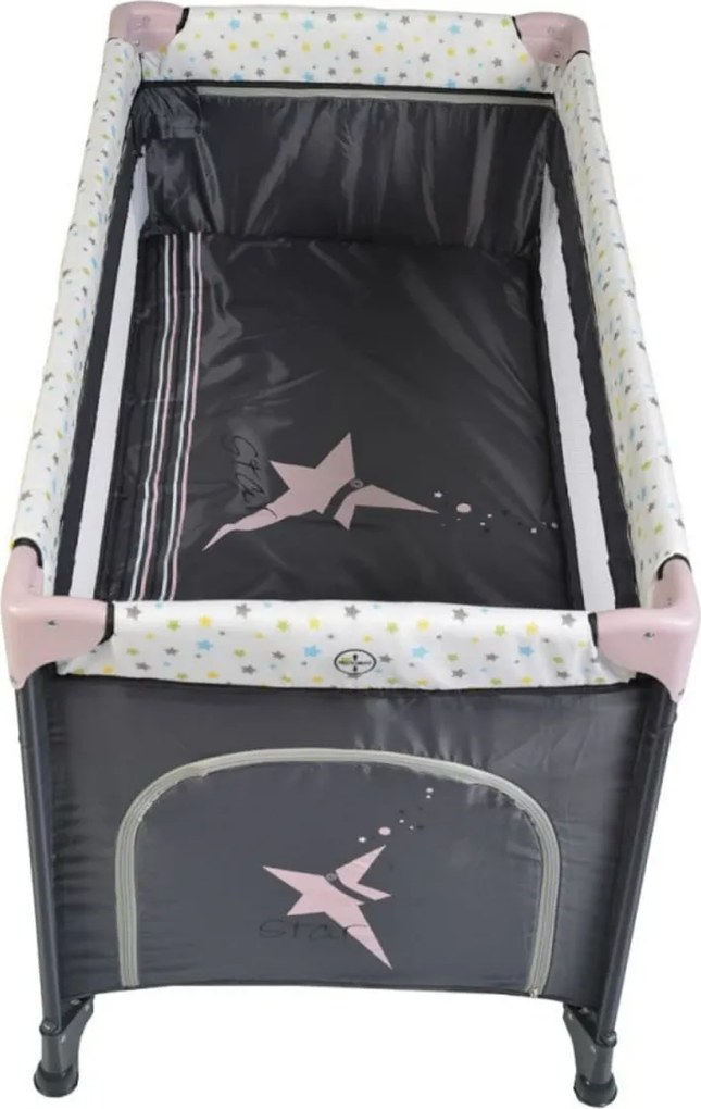 Patut pliant transformabil in tarc copii NOVOKIDS™ Little Star NEST, 60X120 cm, 2 Niveluri, Pliabil, Cu geanta transport inclusa, Fermoar acces