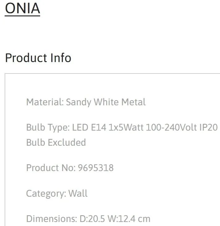 Aplica stil decorativ ONIA alba, NVL-9695318