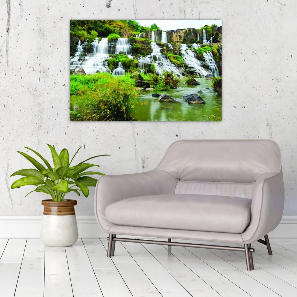 Tablou - cascade cu plante (90x60 cm)