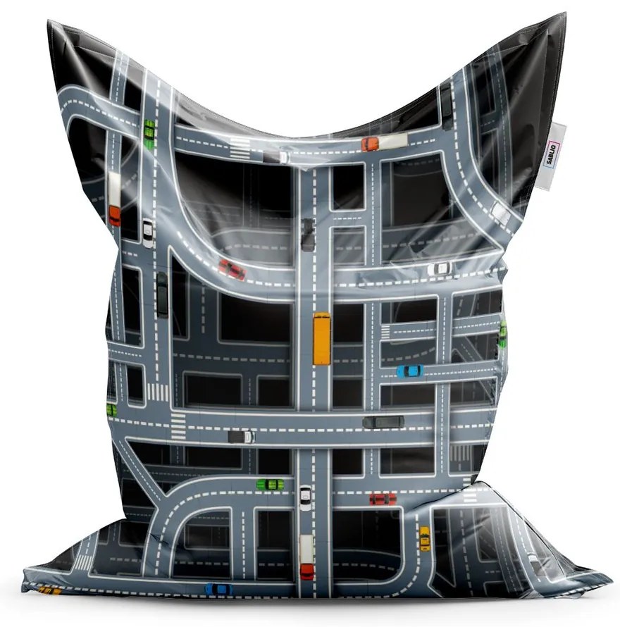 Sac de șezut Classic pistă auto pentru copii - pentru copii, gri / negru