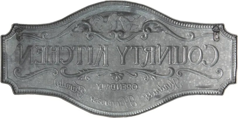 Decorațiune de perete din metal, negru, Country Kitchen, 60x30 cm
