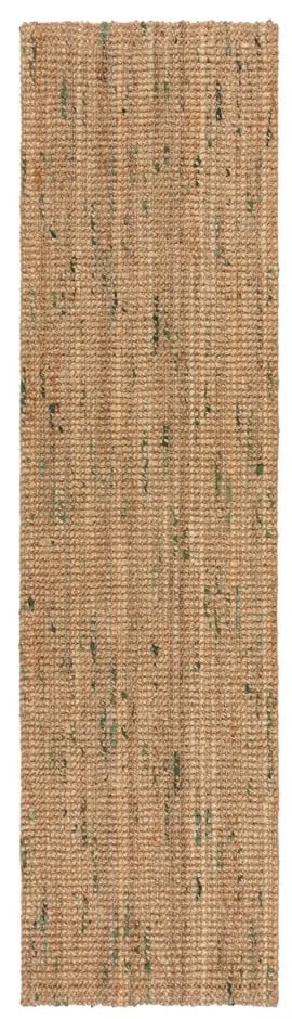 Covor tip traversă verde/în culoare naturală reversibil/țesut manual din iută 60x300 cm Jute Boucle Green – Flair Rugs