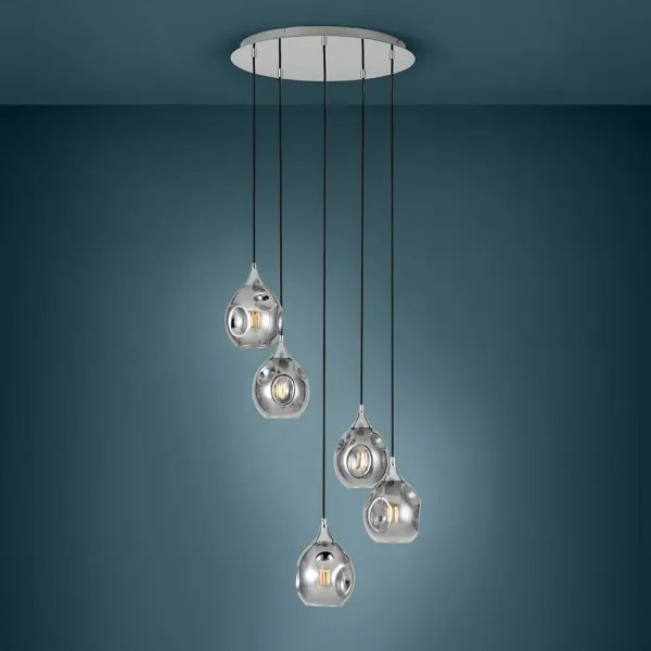 Eglo 39682 - Lustră BREGALLA suspendată pe cablu, 5xE27/40W/230V, negru/fumuriu