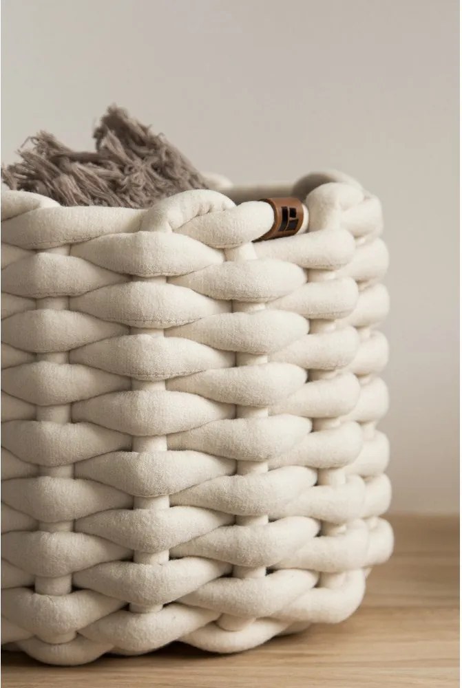 Coș de depozitare din material textil ø 21x17 cm Peach Skin Round S – Bigso