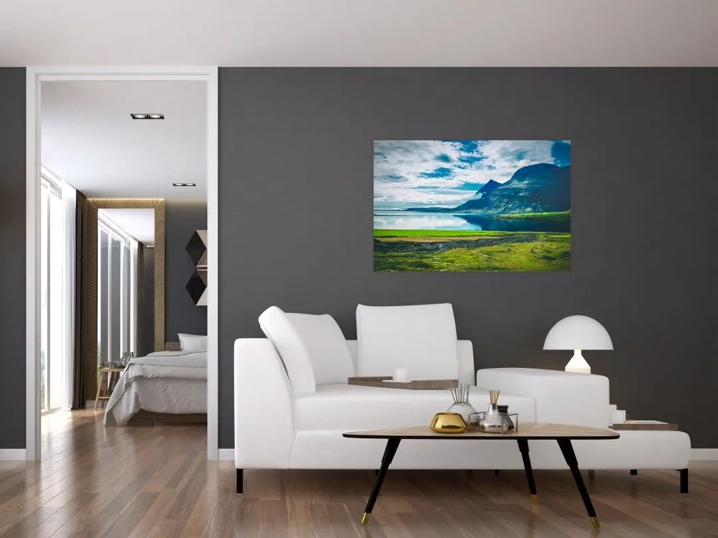 Tablou cu lac și munți (90x60 cm)