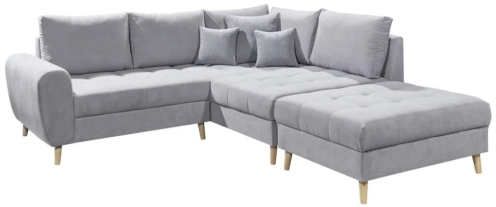 Coltar dreapta Alice, 3 locuri, 249 x 175 x 94 cm, PAL/lemn/poliester, gri deschis