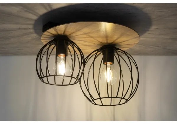 Lustră aplicată CYBER 2xE27/60W/230V lemn/neagră