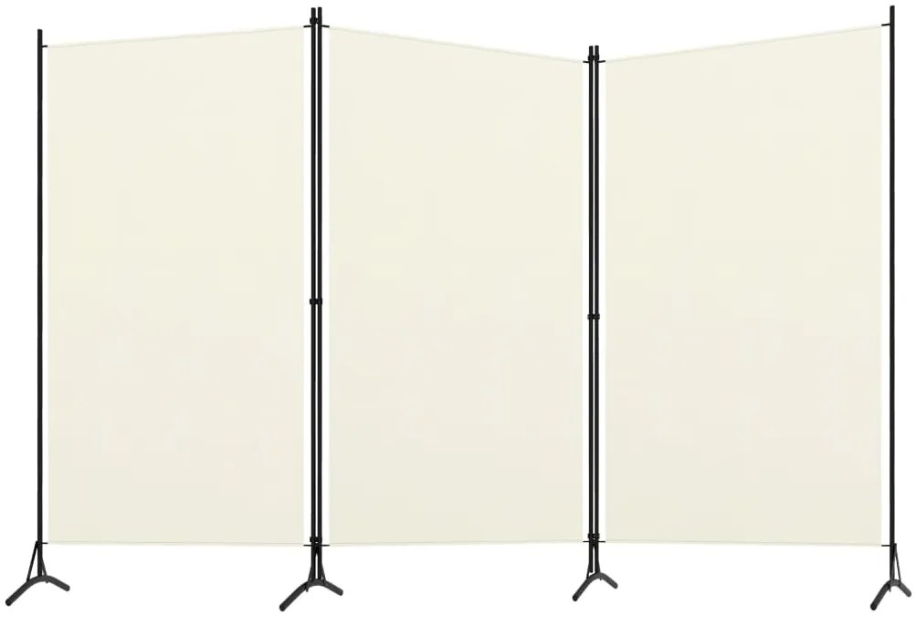 Paravan de camera cu 3 panouri, alb, 260 x 180 cm, textil
