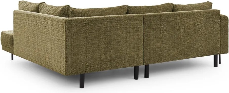 Colțar verde cu tapițerie din chenille (cu colț pe partea dreaptă/în formă de ”L”) Mauris – Ropez