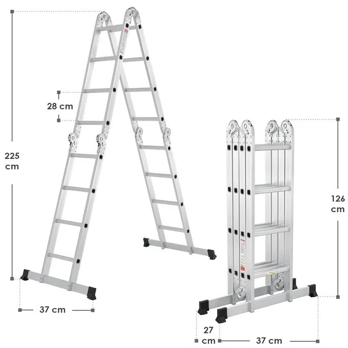 Juskys Scară multifuncțională din aluminiu 470 cm