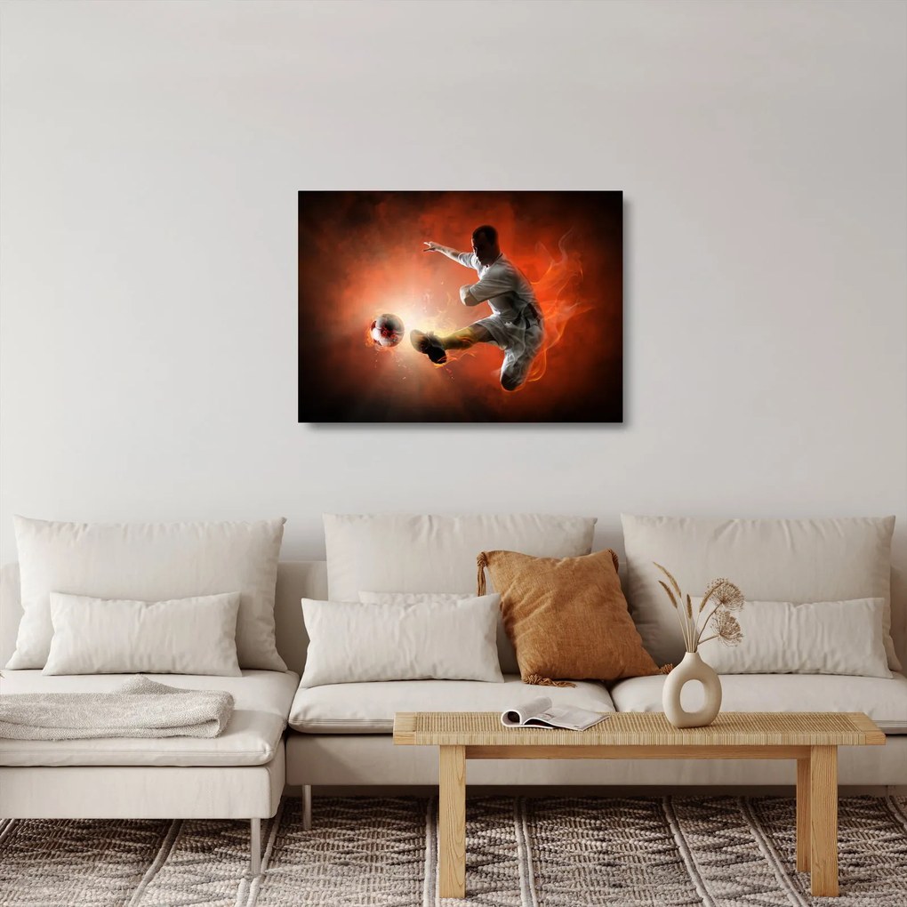 Tablou pe sticlă - Fotbalistul (70x50 cm)