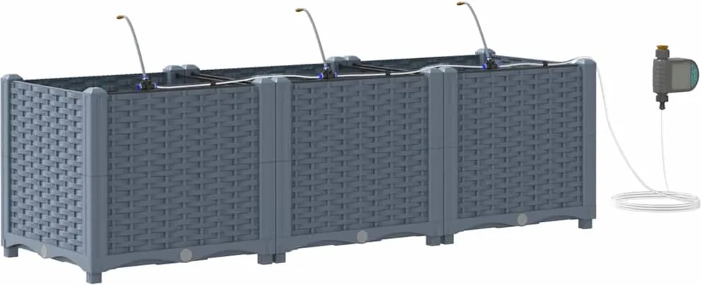 vidaXL Vază pentru Grădină 3 pcs Gri Deschis Oțel