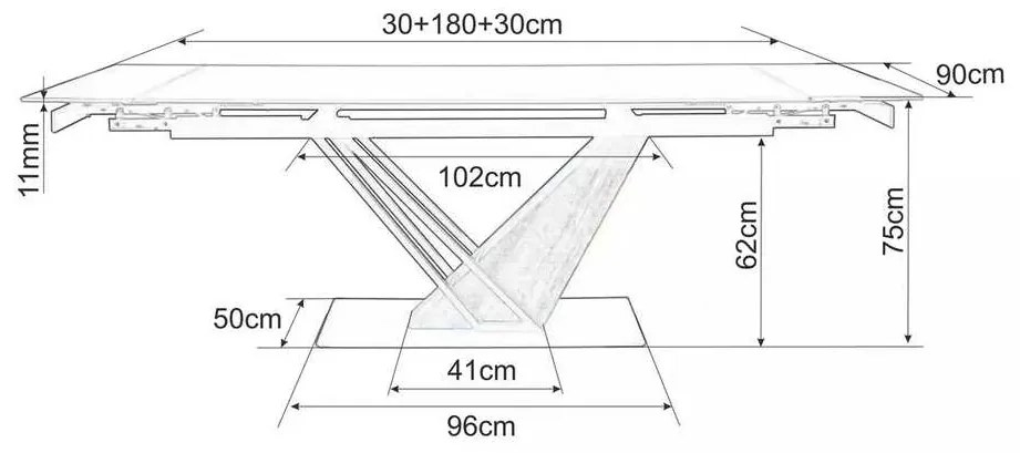 Masă de bucătărie Michel II 180 x 90 cm, stejar / negru