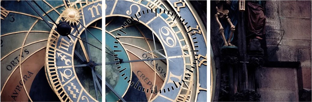Tablou - Orloj, Praga (cu ceas) (90x30 cm)