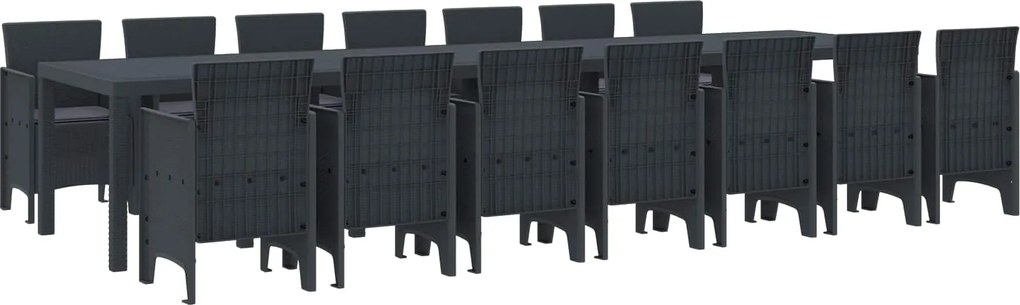 vidaXL Set de masă de grădină cu perne cu pernă 15 pcs Antracit PP