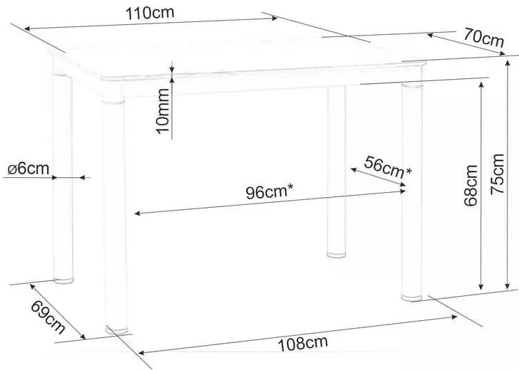 Masă de bucătărie Damar W 110 x 70 cm, marmură / negru
