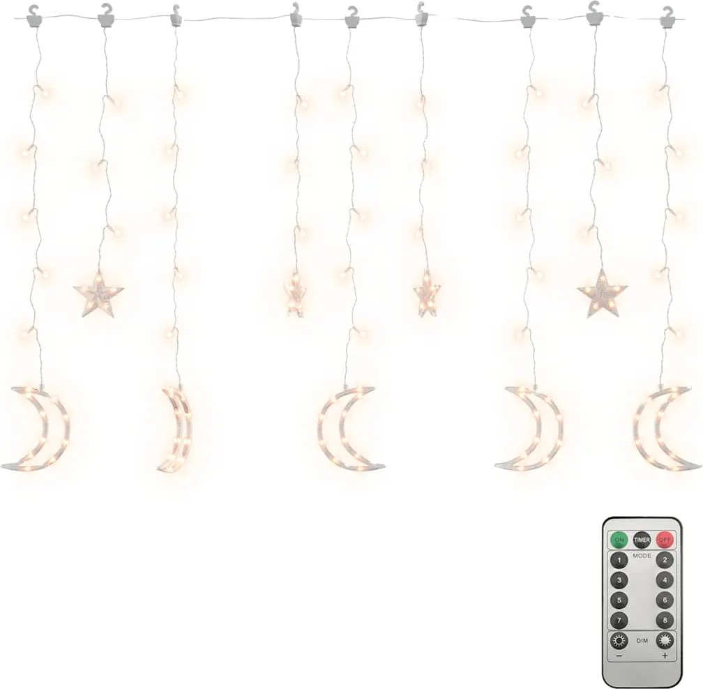 vidaXL Lumini lună și stele, 138 LED-uri, alb cald, cu telecomandă