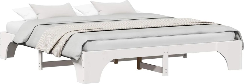 vidaXL Cadru de pat Alb 200 x 200 cm Lemn de pin masiv