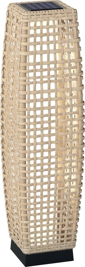 Outsunny Lampă solară de grădină din ratan sintetic cu LED și pornire/oprire automată 21x21x78 cm Natural | Aosom Romania