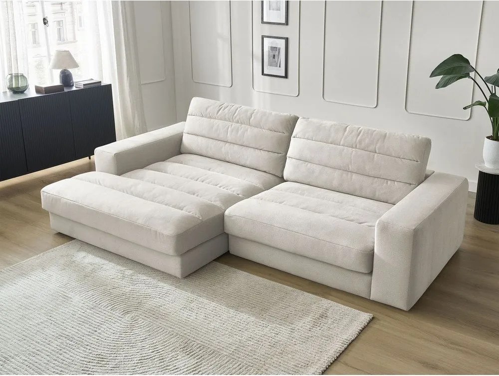 Colțar bej cu tapițerie din catifea (cu colț pe partea stângă/cu șezlong) Sierra – Bobochic Paris