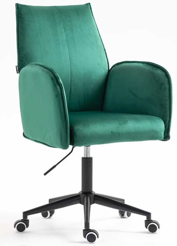HR280K Scaun Verde din Catifea cu Bază Neagră