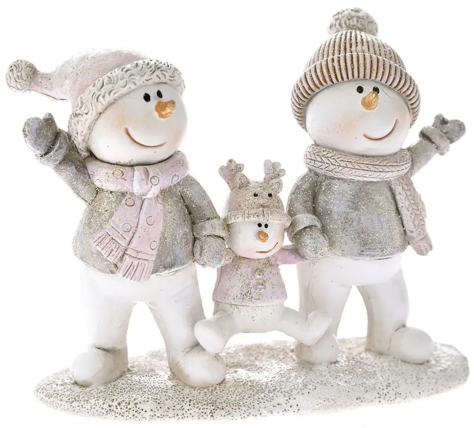 Figurina Snowman Family 13 x 10 cm