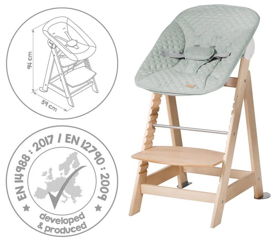 Scaun de masă pentru bebe verde deschis/în culoare naturală Style Born Up 2in1 – Roba