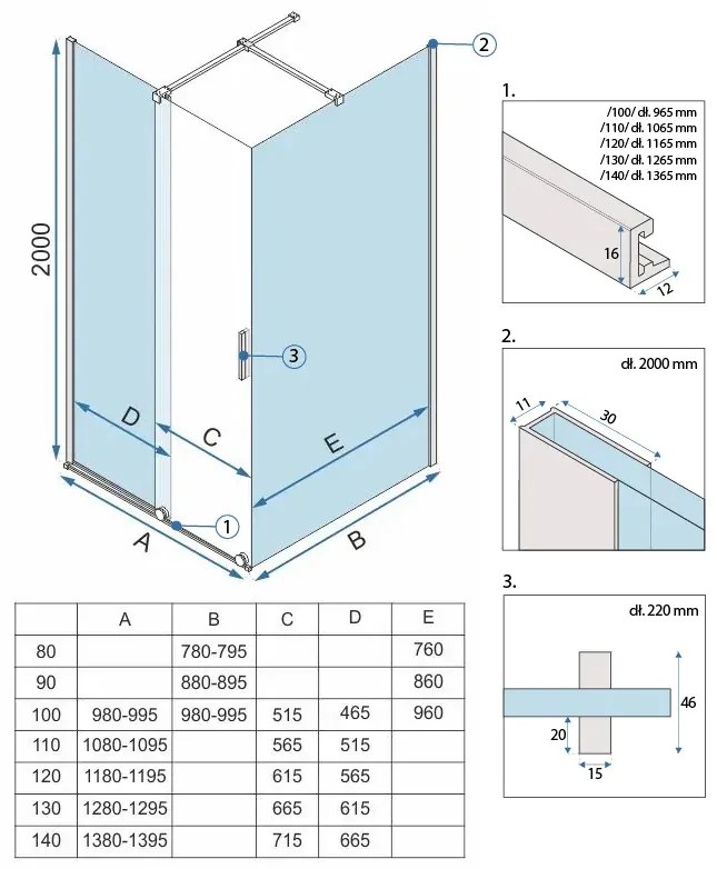 Cabina de dus dreptunghiulara Rea Montana cu usa culisanta 130x90 auriu periat