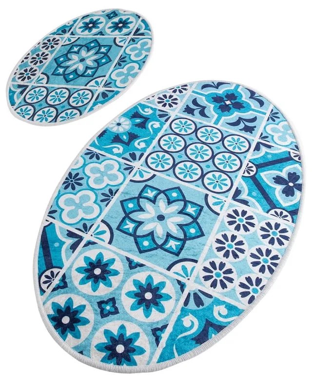 Covorașe de baie albastre 2 buc. 60x100 cm Ceramic – Foutastic