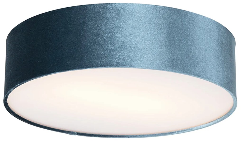 Plafoniera moderna albastra 40 cm cu interior auriu - Drum