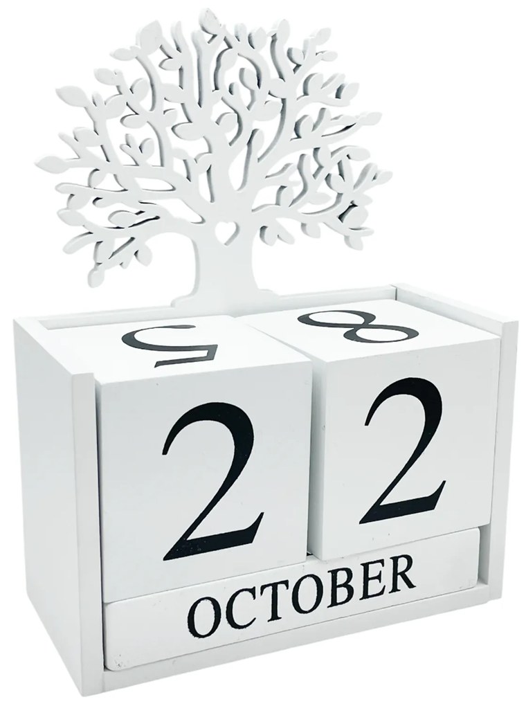 Calendar din lemn ARDEN, Alb, 13x18cm