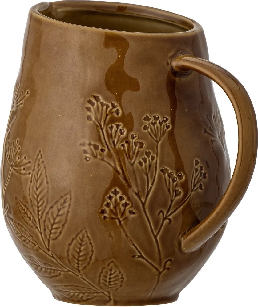 Carafă din ceramică maro antichizat cu model botanic în relief, 1400 ml, 14×18,5 cm, „Bence"
