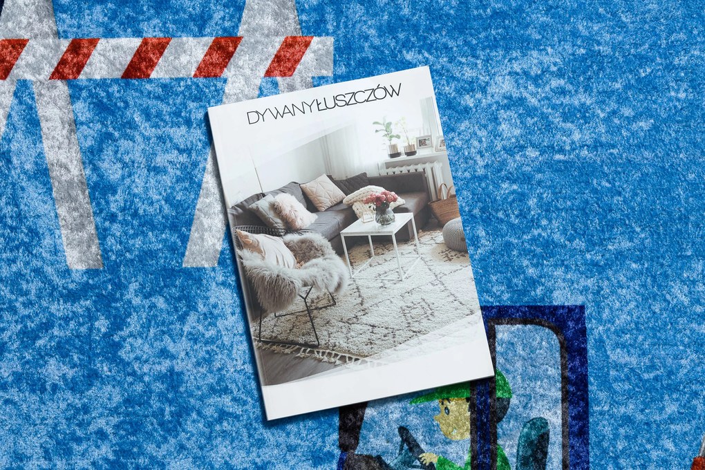 JUNIOR 51827.803 covor lavabil Camion, excavator pentru copii anti-alunecare - albastru - SECUNDAR-COTATI PRODUSUL