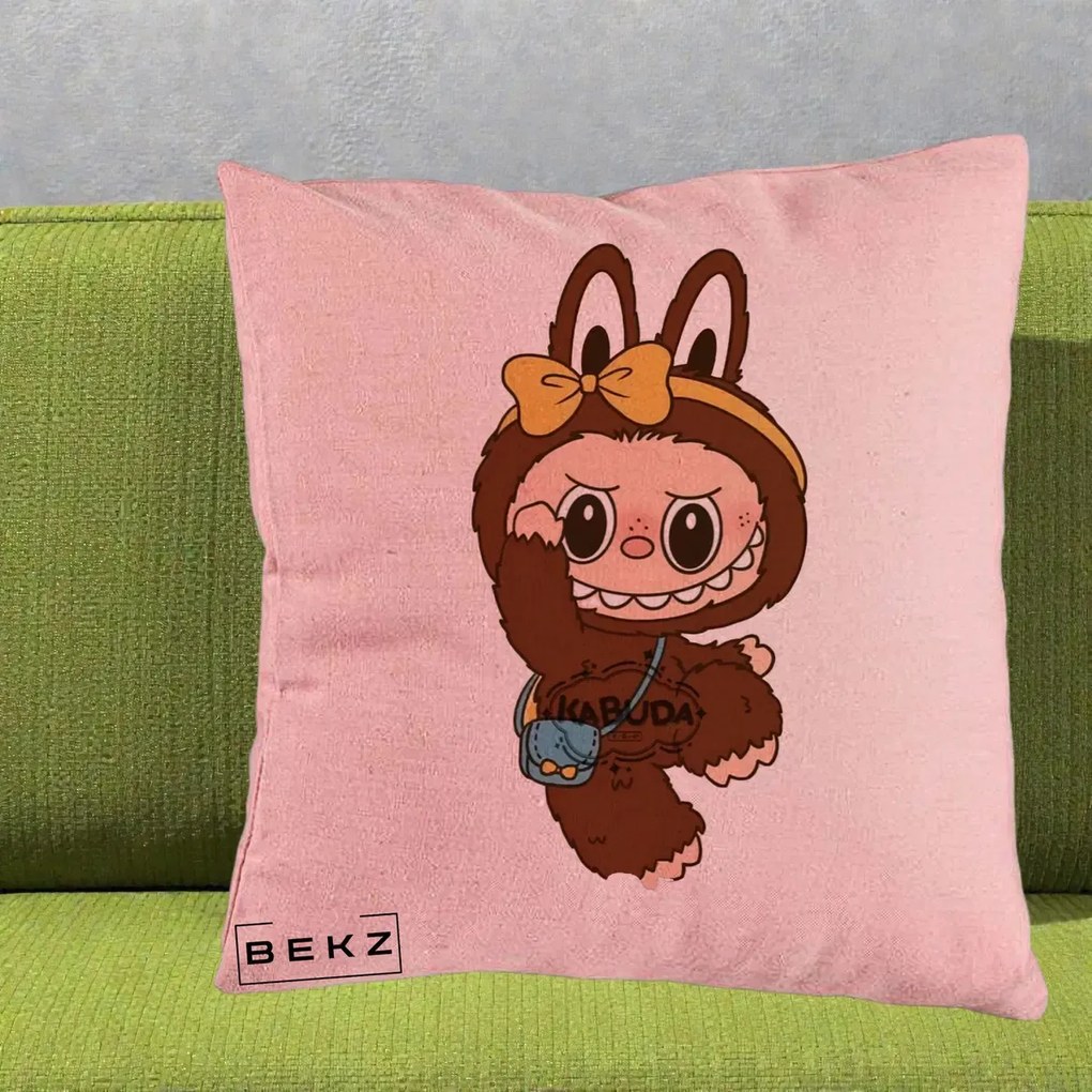 Perna Personalizata Kabuda Maro cu Funda Aurie, 40x40 cm, Roz, Husa Detasabila, Perna Inclusa, BEKZ®