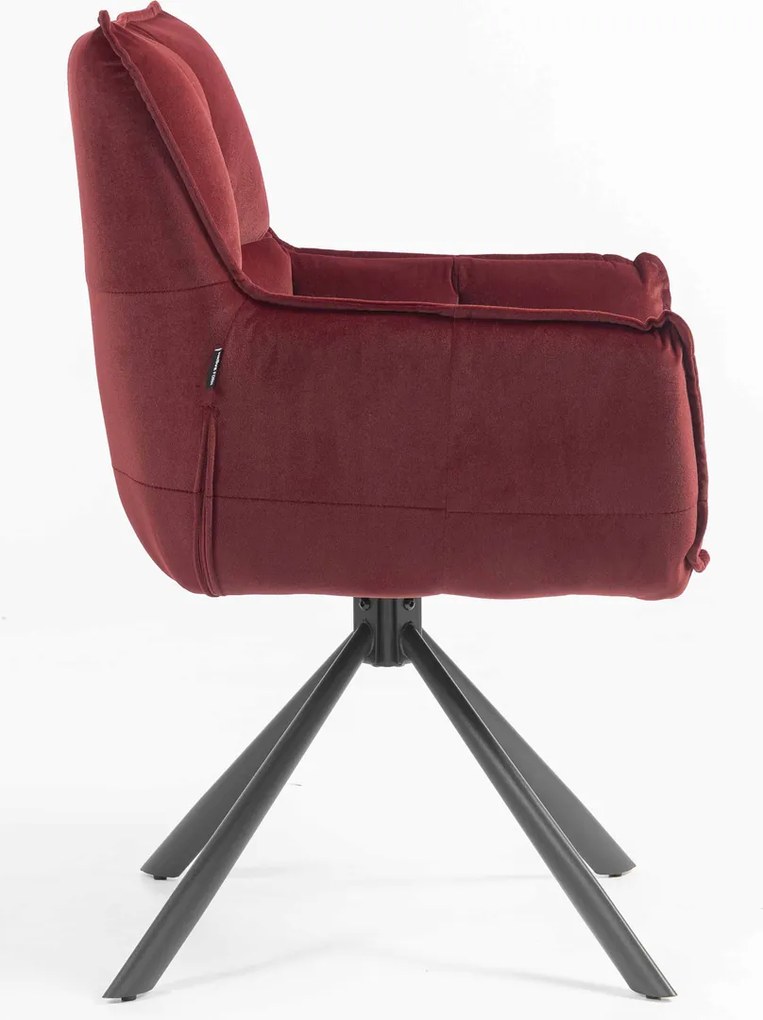 HR560 BAZĂ STEA Scaun Catifea Bordo Merlot cu Bază Neagră