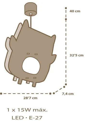 Lustră pentru copii Dalber 63397 OWL 1xE27/15W/230V