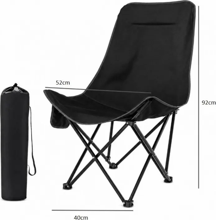 Scaun camping pliabil TERVO, neagra
