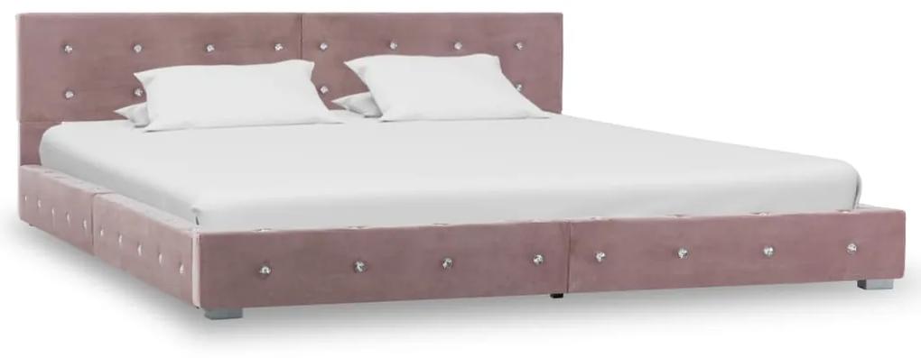 Cadru de pat, roz, 160 x 200 cm, catifea Roz, 160 x 200 cm