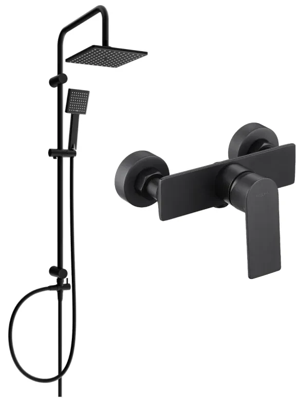 Mexen Tord set de duș cu pară de tip ploaie și baterie de duș Alexa, Neagră - 71240200-70