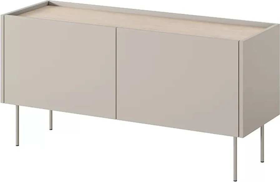 Comodă TV cu picioare metalice Desin 120 cm - cașmir / stejar nagano