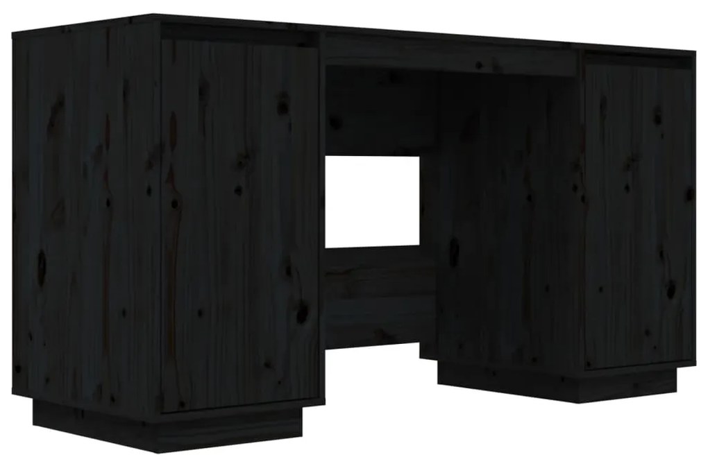 814328 vidaXL Birou, negru, 140x50x75 cm, lemn masiv de pin