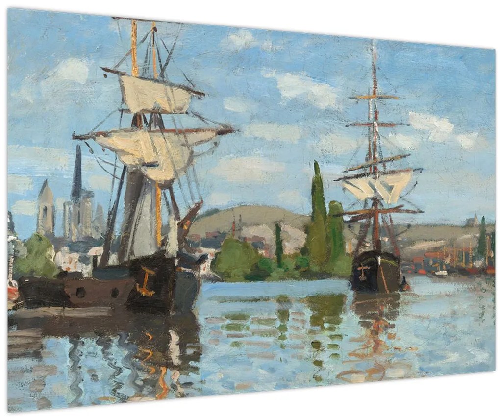 Tablou - Claude Monet, Ships Riding on the Seine at Rouen, reproducere (90x60 cm)