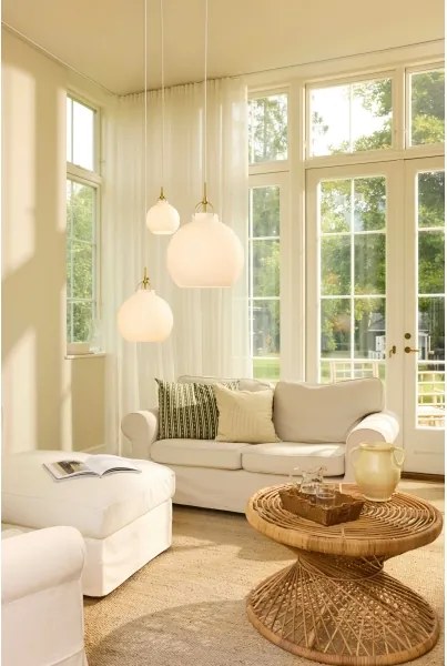 Halo Design 747924 - Pendul TOSCANA pe cablu, 1xG9/28W/230V, Ø 18 cm, crem./alamă