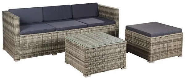 Jusky Set ratan de gradina Punta Cana M - perne gri/antracit