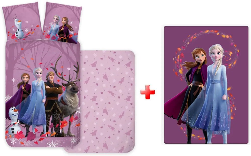 Disney Regatul de gheață Purple set de lenjerie de pat pentru copii și pătură polară