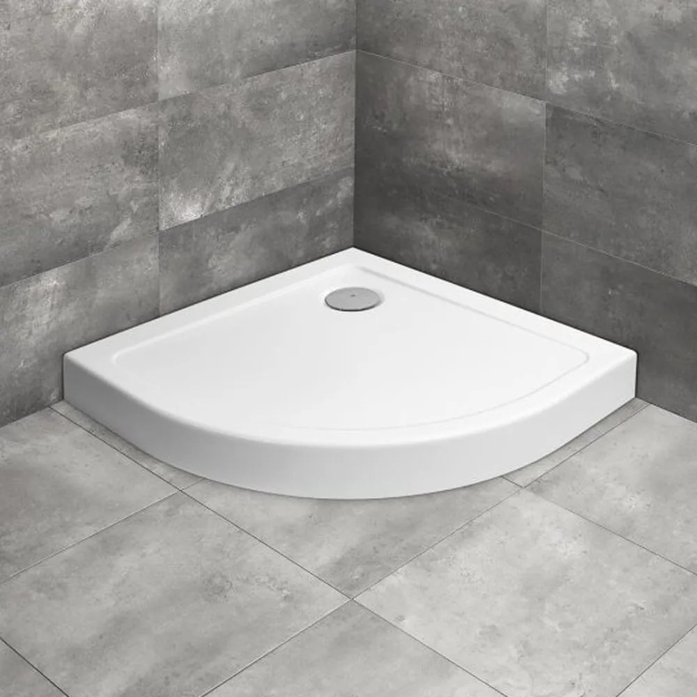 Cadita dus semirotunda Radaway Doros A Compact 80x80 cm acril alb