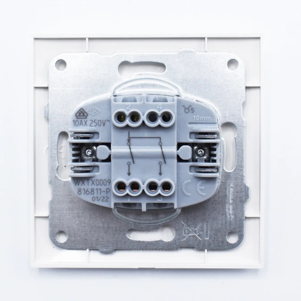 Intrerupator dublu, 10A, IP20, Alb, Panasonic Arkedia Slim