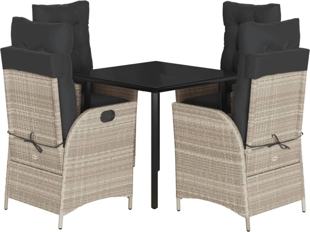 vidaXL Set mobilier de grădină cu perne, 5 piese gri deschis poliratan