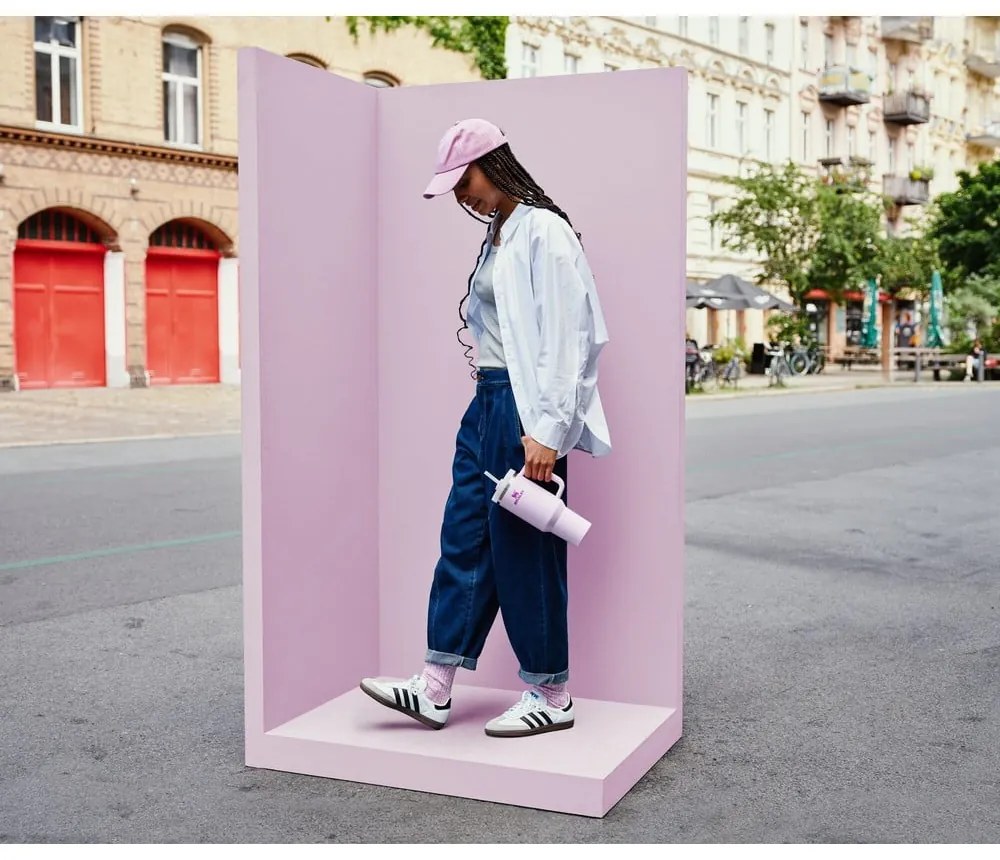 Termos roz cu pai din oțel inoxidabil 1,18 l Quencher H2.0 FlowState Tumbler Cherry Blossom – Stanley