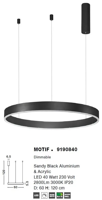 Lustra LED design modern circular MOTIF 40W NVL-9190840